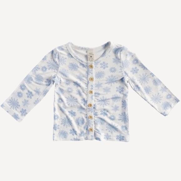 Kate Quinn Blue Snowflake Long Sleeve Button Cardigan Size 5Y Bamboo - Picture 1 of 5